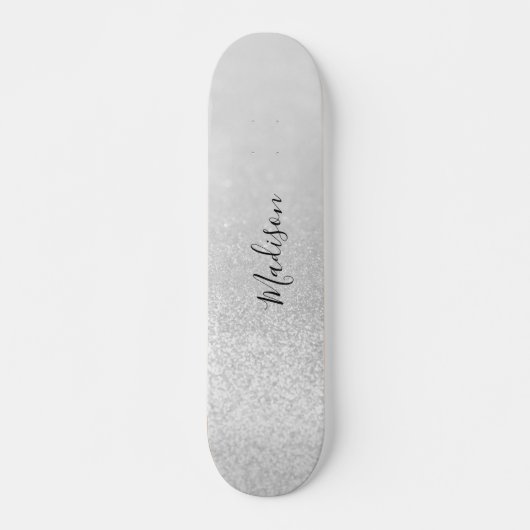 Silber-Glitzer-Leuchten Personalisiert Skateboard (Vorne)
