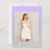 Silber Glitzer lila Lavendel Mädchen Sweet 16 Einladung (Rückseite)