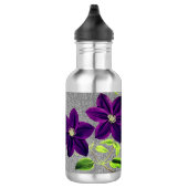 Silber Glitzer mit Watercolor Lila Clematis Edelstahlflasche (Rechts)