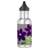 Silber Glitzer mit Watercolor Lila Clematis Edelstahlflasche (Links)