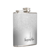 Silber-Glitzer-Monogramm Flachmann (Rechts)
