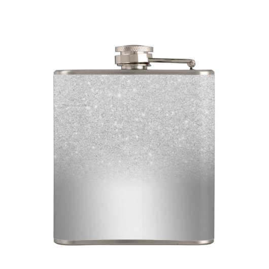 Silber-Glitzer-Monogramm Flachmann (Rückseite)