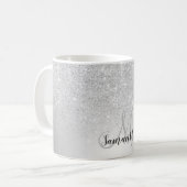 Silber-Glitzer-Monogramm Kaffeetasse (Vorderseite Links)