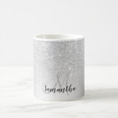 Silber-Glitzer-Monogramm Kaffeetasse (Mittel)