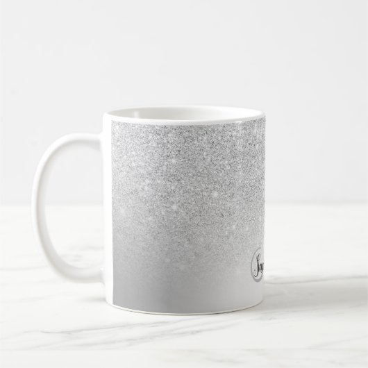 Silber-Glitzer-Monogramm Kaffeetasse (Links)