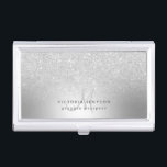 Silber-Glitzer-Monogramm Visitenkarten Dose<br><div class="desc">Silber-Glitzer-Monogramm</div>