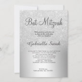 Silber Glitzer ombre Metallfolie Bat Mitzvah Einladung (Vorderseite)