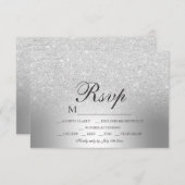 Silber Glitzer ombre Metallic Folie UAWG Hochzeit RSVP Karte (Vorne/Hinten)
