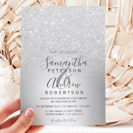 Silber Glitzer ombre metallische Folie Hochzeit Einladung
