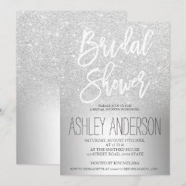 Silber Glitzer ombre Metallisches Brautparty Einladung