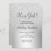 Silber Glitzer ombre Metallmädchendusche Einladung (Vorne/Hinten)