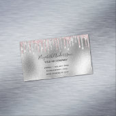 Silber Glitzer pink metallisch elegant modern Magnetische Visitenkarte (Beispiel)
