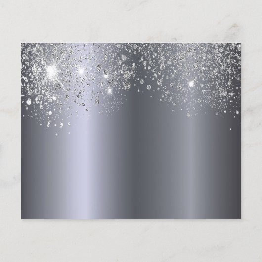 Silber-Glitzer Quinceanera Save the Date (Rückseite)