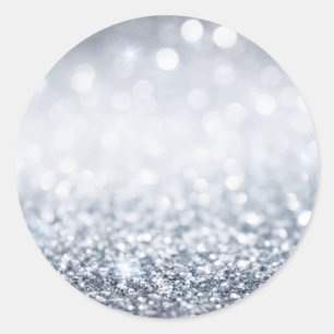 Silber-Glitzer-Schimmer Runder Aufkleber