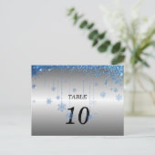 Silber-Glitzer-Schneeflocke Tischnummer Postkarte (Stehend Vorderseite)