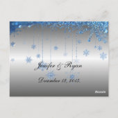 Silber-Glitzer-Schneeflocke Tischnummer Postkarte (Rückseite)