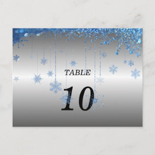 Silber-Glitzer-Schneeflocke Tischnummer Postkarte