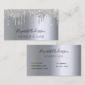 Silber-Glitzer-Tropfen machen Haare Visitenkarte (Vorne/Hinten)