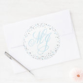 Silber-Glitzer und Blauer Sprinkfarben-Monogramm-E Runder Aufkleber (Umschlag)
