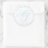 Silber-Glitzer und Blauer Sprinkfarben-Monogramm-E Runder Aufkleber (Tasche)