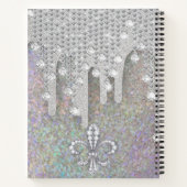 Silber-Glitzer und Diamanten auf Regenbogen-Glitze Notizblock (Rückseite)