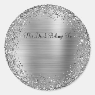 Silber Glitzer und Foil dieses Getränk gehört zu Runder Aufkleber
