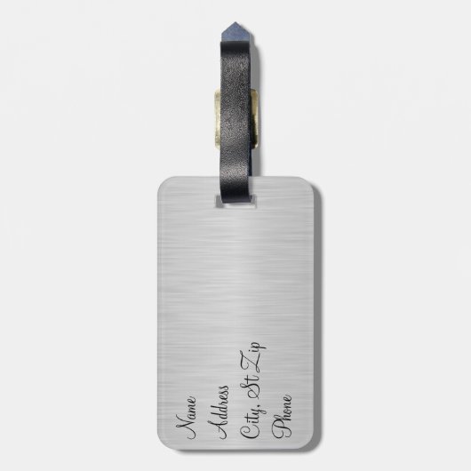 Silber-Glitzer und Metallpinsel Gepäckanhänger (Rückseite vertikal)