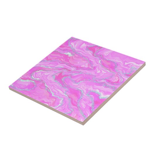 Silber-Glitzer und Rosa Abstrakt Fliese (Seite)