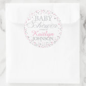 Silber-Glitzer und rosa Sprinkle-Babydusche Runder Aufkleber (Tasche)