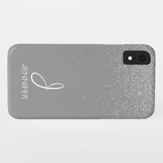 Silber-Glitzer und Sparklogramm Case-Mate iPhone Hülle (Rückseite (Horizontal))