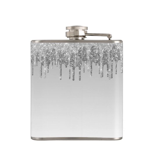 Silber-Glitzer und Sparklogramm Flachmann (Rückseite)