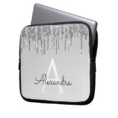 Silber-Glitzer und Sparklogramm Laptopschutzhülle (Vorderseite Links)