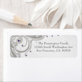 Silber-Glitzer-Wirbel + lila Juwel-Adressetikett (Insitu)