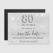 Silber-Glitzer zum 80. Geburtstag speichert den Da Magnetkarte (Vorne/Hinten)