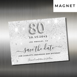 Silber-Glitzer zum 80. Geburtstag speichert den Da Magnetkarte