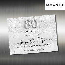 Silber-Glitzer zum 80. Geburtstag speichert den Da Magnetkarte