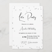 Silber-Glitzern Voll anpassbares Party Einladung (Vorne/Hinten)