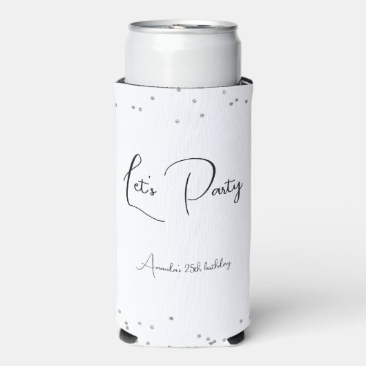 Silber-Glitzern Voll anpassbares Party Selters Dosenkühler (Seltzer Vorderseite)