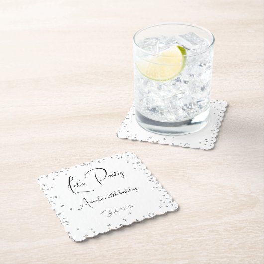 Silber-Glitzern Voll anpassbares Party Untersetzer (Vor Ort)