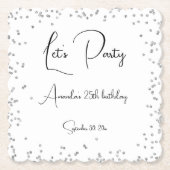 Silber-Glitzern Voll anpassbares Party Untersetzer (Vorderseite)