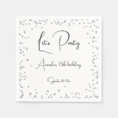 Silber Glitzern vollständig anpassbar Let's Party Serviette (Vorderseite)
