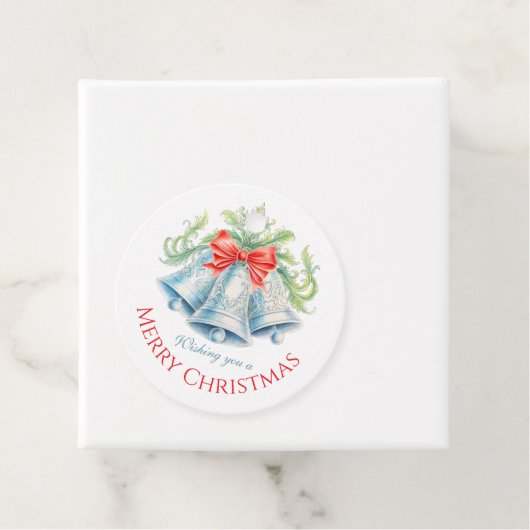 Silber Glocken Aquarellgrün Roter Bug Weihnachten Geschenkanhänger (Beispiel)