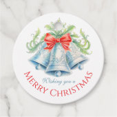 Silber Glocken Aquarellgrün Roter Bug Weihnachten Geschenkanhänger (Vorderseite)