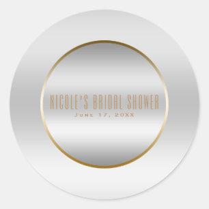 Silber & Gold Elegante Edle Glam Hochzeitsgunst Runder Aufkleber