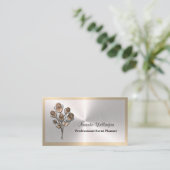Silber & Gold Florale Eventplanerin Visitenkarte (Stehend Vorderseite)