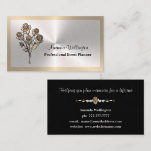 Silber & Gold Florale Eventplanerin Visitenkarte