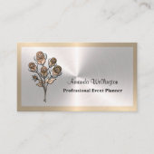 Silber & Gold Florale Eventplanerin Visitenkarte (Vorderseite)