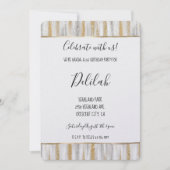 Silber Gold Glam Streifen Geburtstag Einladung (Vorderseite)