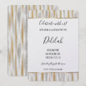 Silber Gold Glam Streifen Geburtstag Einladung (Vorne/Hinten)