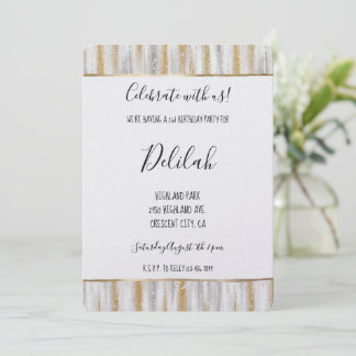 Silber Gold Glam Streifen Geburtstag Einladung